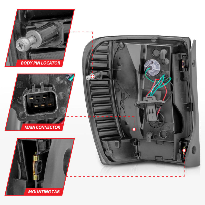 Load image into Gallery viewer, ANZO 1999-2004 Jeep Grand Cherokee LED Tail Lights w/ Light Bar Black Housing Smoke Lens
