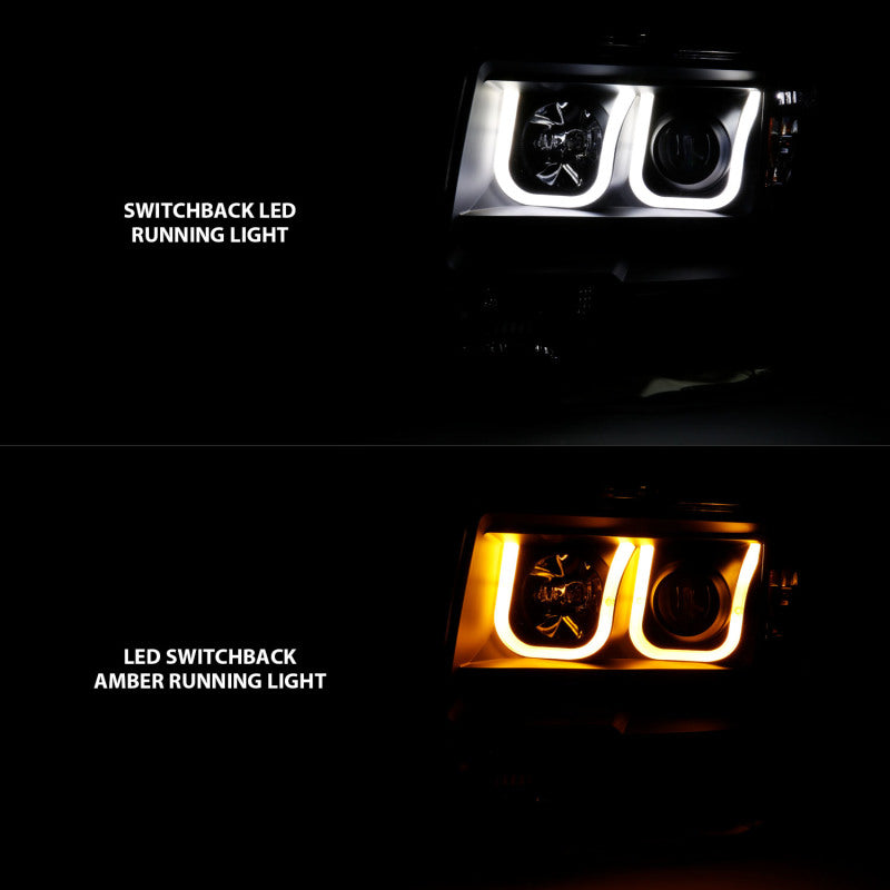 Load image into Gallery viewer, ANZO 2009-2014 Ford F-150 Projector Headlights w/ U-Bar Switchback Black w/ Amber
