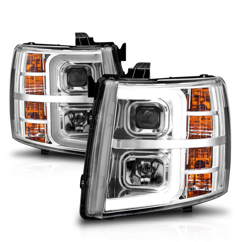 Load image into Gallery viewer, ANZO 2007-2013 Chevrolet Silverado 1500 Projector w/ Light Bar Chrome Housing w/ Sequential
