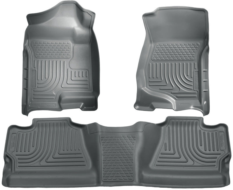 Load image into Gallery viewer, Husky Liners 07-12 Chevy Silverado/GMC Sierra Crew Cab WeatherBeater Combo Gray Floor Liners
