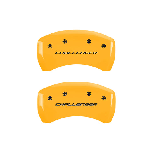 MGP 4 Caliper Covers Engraved Front Cursive/Challenger Engraved Rear RT Black finish silver ch