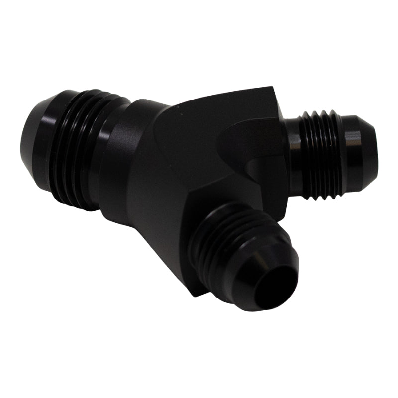 Load image into Gallery viewer, DeatschWerks 6AN Male Flare to 6AN Male Flare to 8AN Male Flare Y Fitting - Anodized Matte Black
