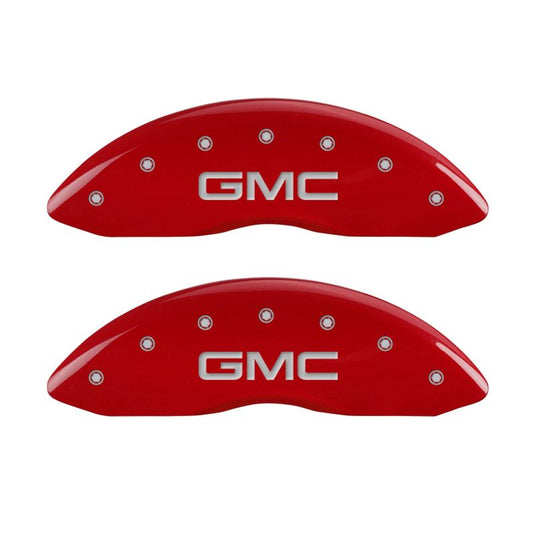 MGP 4 Caliper Covers Engraved Front & Rear GMC Red finish silver ch