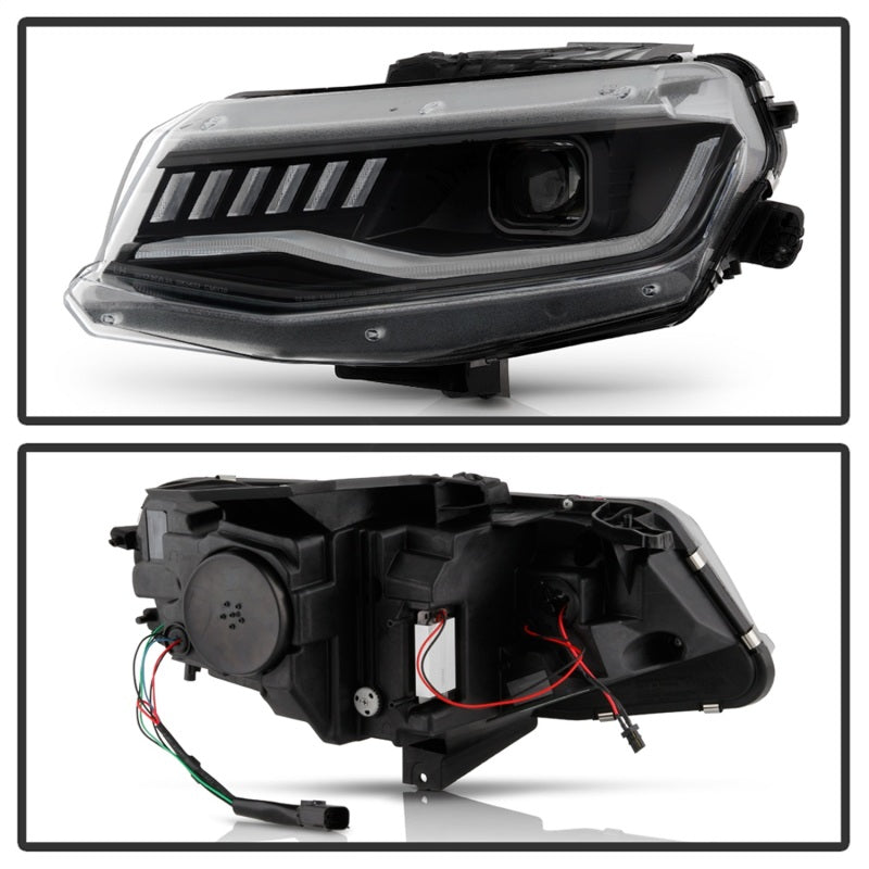 Load image into Gallery viewer, Spyder Chevy Camaro 16-18 HID Model Full LED Headlights Black PRO-YD-CCAM16HIDAP-SEQ-BK
