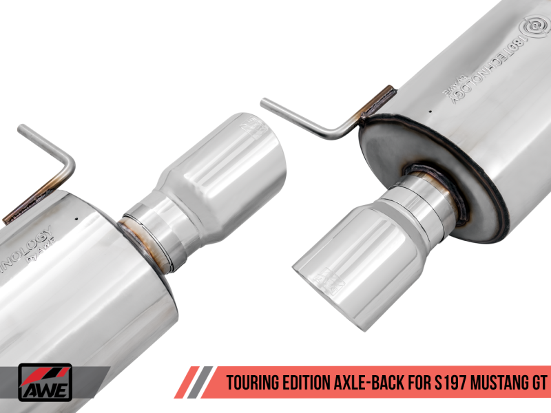 Load image into Gallery viewer, AWE Tuning S197 Mustang GT Axle-Back Exhaust - Touring Edition (Chrome Silver Tips)
