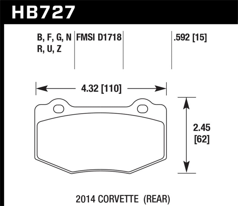 Load image into Gallery viewer, Hawk 2014 Chevrolet Corvette HPS Rear Brake Pads
