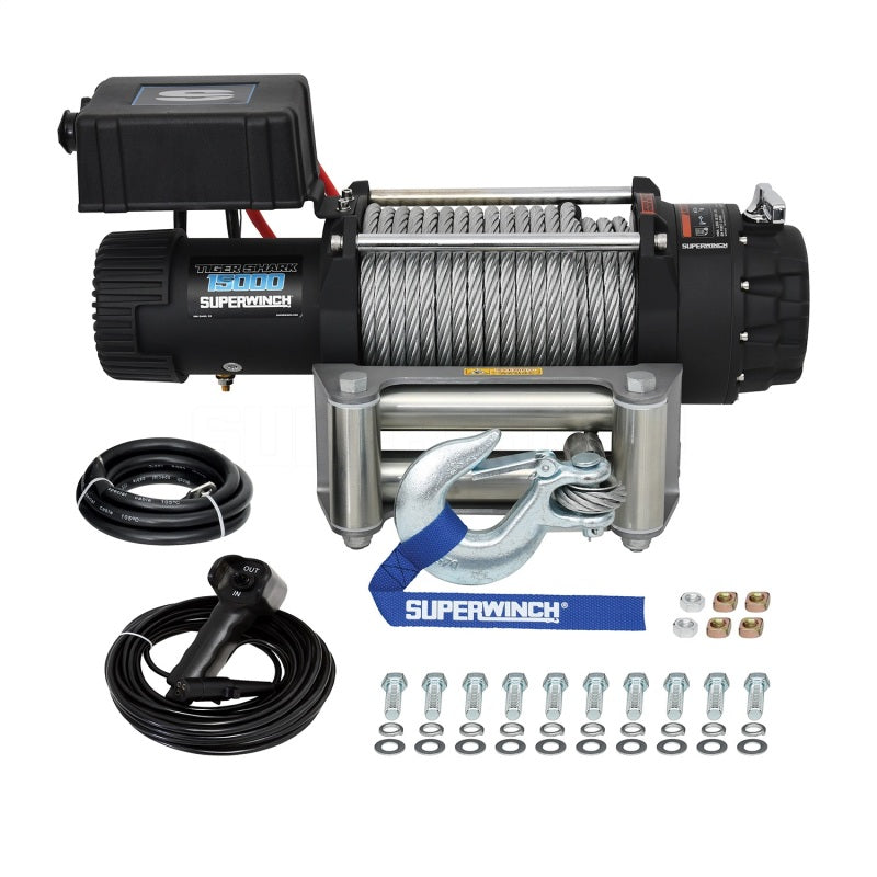 Load image into Gallery viewer, Superwinch 15000 LBS 12V DC 7/16in x 82ft Wire Rope Tiger Shark 11500 Winch

