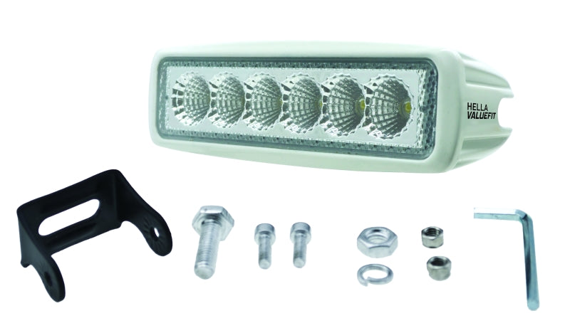 Load image into Gallery viewer, Hella Value Fit Mini Flush Mount 7.7in - 18W White Housing Flood Beam LED Light Bar

