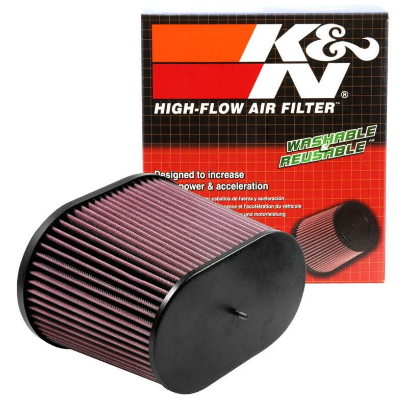 Load image into Gallery viewer, K&amp;N Universal Air Filter - Oval Straight - 3.688in Flange ID x 10.25in Base O/S Length x 7.875in H
