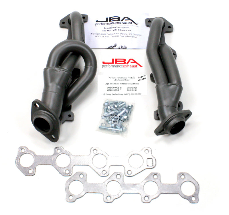 Load image into Gallery viewer, JBA 04-07 Dodge Dakota 4.7L PowerTech 1-1/2in Primary Ti Ctd Cat4Ward Header
