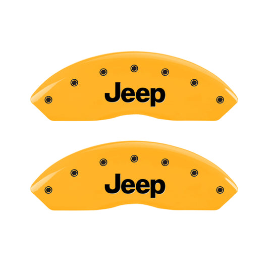 MGP 4 Caliper Covers Engraved Front Jeep Rear Grill Logo Yellow Finish Black Char 2004 Jeep Wrangler