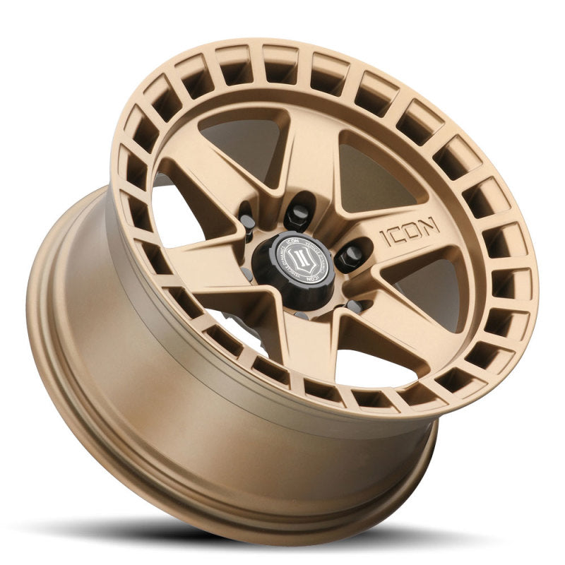 Load image into Gallery viewer, ICON Raider 17x8.5 6x5.5 0mm Offset 4.75in BS Satin Brass Wheel
