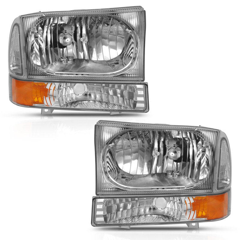 Load image into Gallery viewer, ANZO 2000-2004 Ford Excursion Crystal Headlight w/ Corner Light Chrome Amber (w/o Bulb)
