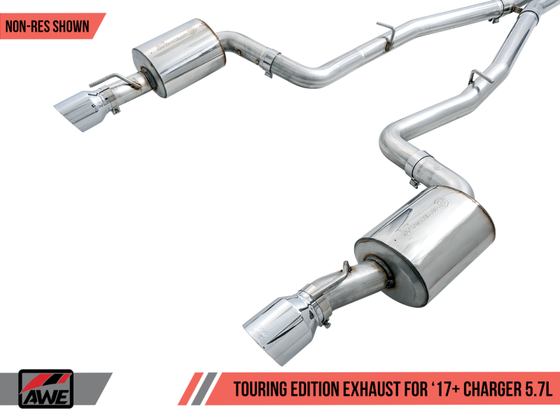 Load image into Gallery viewer, AWE Tuning 2017+ Dodge Charger 5.7L Touring Edition Exhaust - Non-Resonated - Diamond Black Tips
