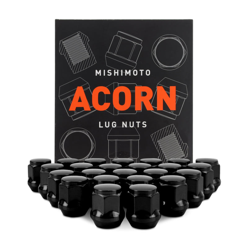 Load image into Gallery viewer, Mishimoto Steel Acorn Lug Nuts M14 x 1.5 - 24pc Set - Black
