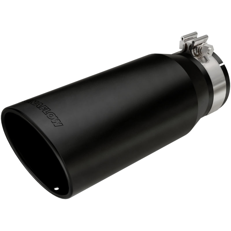Load image into Gallery viewer, MagnaFlow Tip Stainless Black Coated Single Wall Round Single Outlet 5in Dia 4in Inlet 13in L
