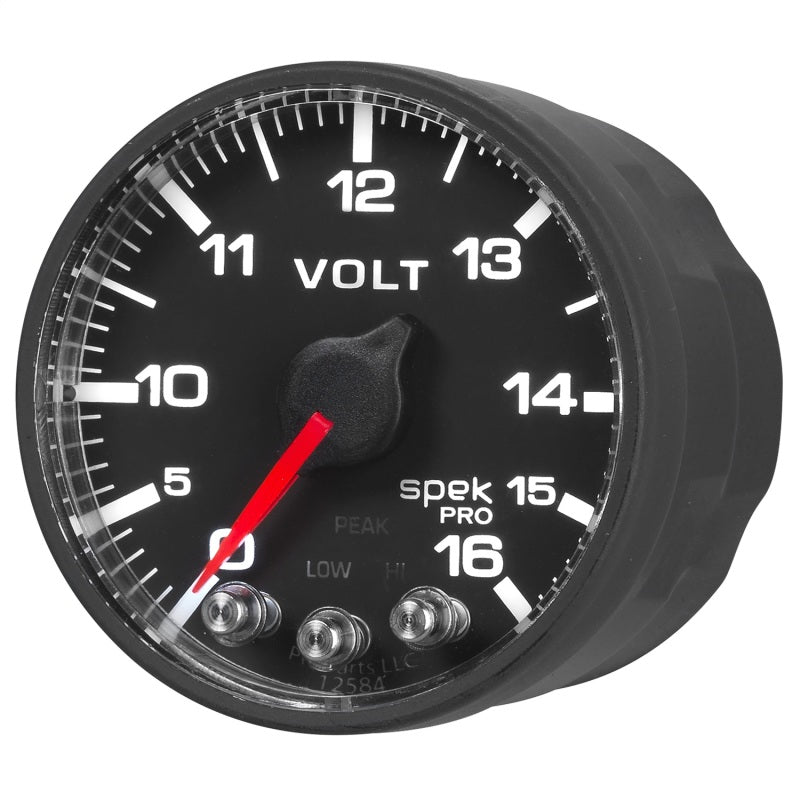 Load image into Gallery viewer, AutoMeter Gauge Voltmeter 2-1/16in. 16V Stepper Motor W/Peak &amp; Warn Blk/Blk Spek-Pro
