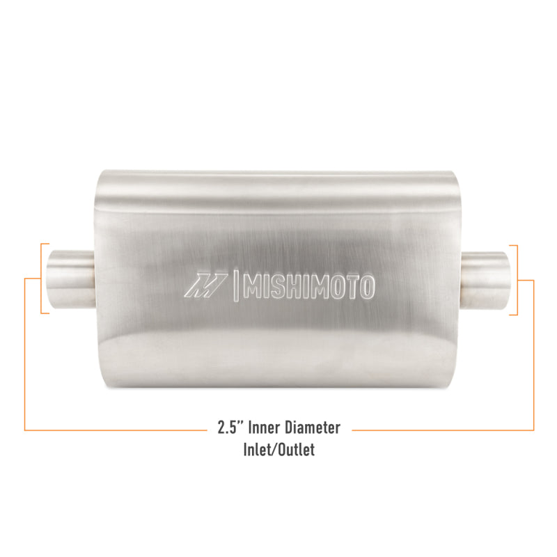 Load image into Gallery viewer, Mishimoto Universal Muffler with 2.5in Center Inlet/Outlet - Brushed
