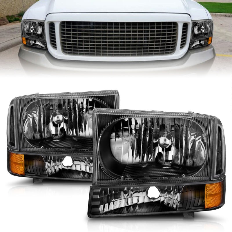 Load image into Gallery viewer, ANZO 2000-2004 Ford Excursion Crystal Headlights Black
