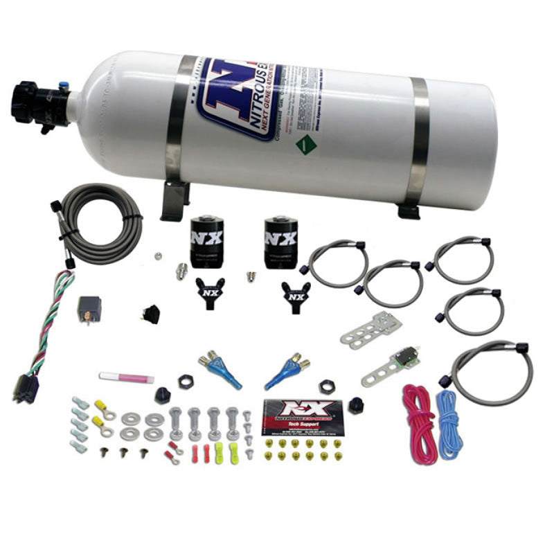 Load image into Gallery viewer, Nitrous Express Dual Nozzle Sport Compact Nitrous Kit (35-50-75HP) w/15lb Bottle
