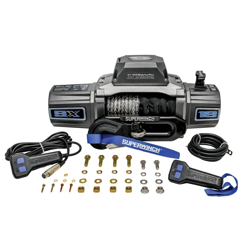 Load image into Gallery viewer, Superwinch 12000 LBS 12V DC 3/8in x 80ft Synthetic Rope SX 12000SR Winch - Graphite
