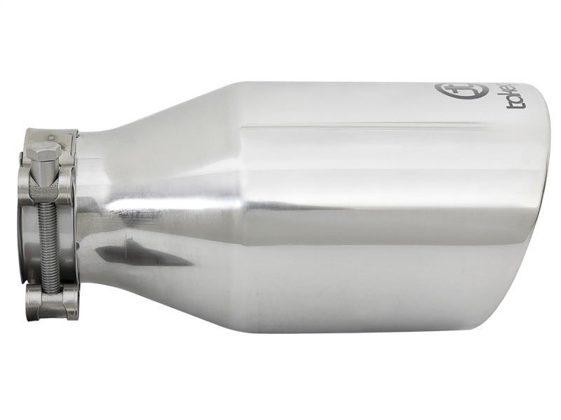 Load image into Gallery viewer, aFe Takeda 304 Stainless Steel Clamp-On Exhaust Tip 2.5in. Inlet / 4.5in. Outlet / 9in. L - Polished
