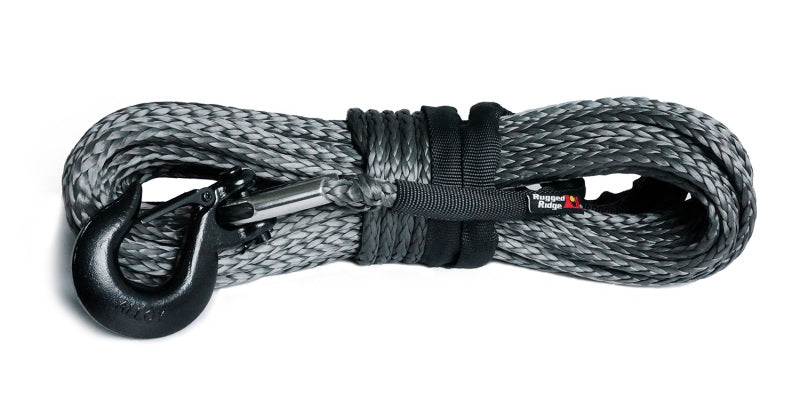 Load image into Gallery viewer, Rugged Ridge Synthetic Winch Line Dark Gray 7/16in x 90 Ft
