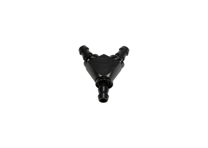 Load image into Gallery viewer, Fleece Performance Universal 3/8in Aluminum Y Barbed Fitting (For -6 Pushlock Hose) - Black Anodized
