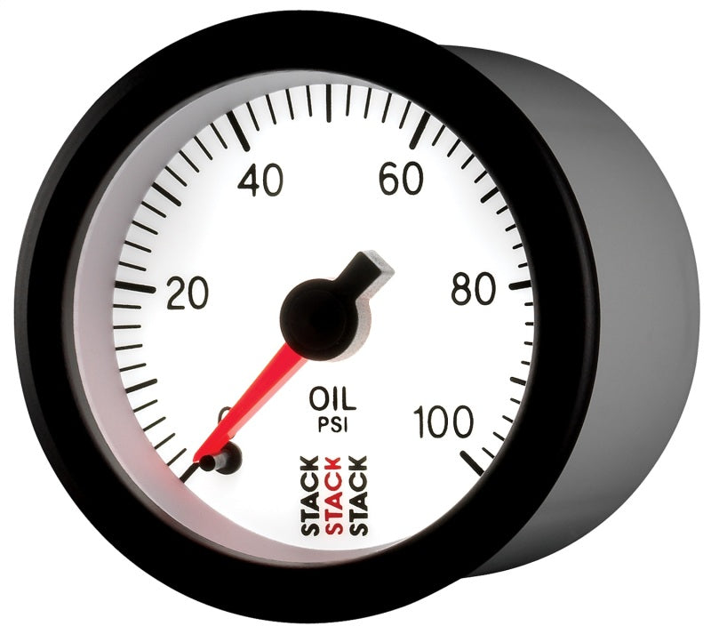 Load image into Gallery viewer, Autometer Stack 52mm 0-100 PSI 1/8in NPTF Male Pro Stepper Motor Oil Pressure Gauge - White
