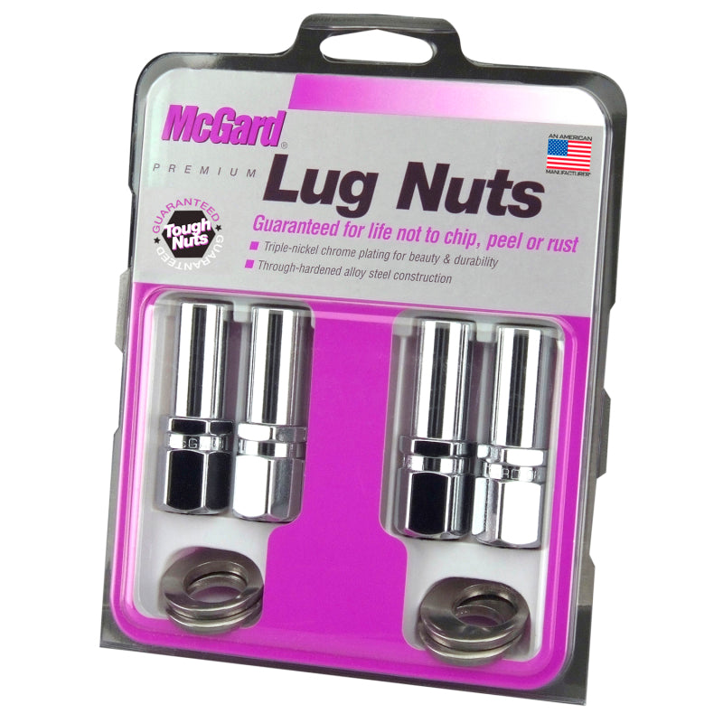 Load image into Gallery viewer, McGard Hex Lug Nut (Drag Racing X-Long Shank) 1/2-20 / 13/16 Hex / 2.475in. Length (4-Pack) - Chrome
