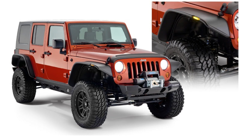 Load image into Gallery viewer, Bushwacker 07-18 Jeep Wrangler Unlimited Flat Style Flares 4pc 4-Door Sport Utility Only - Black
