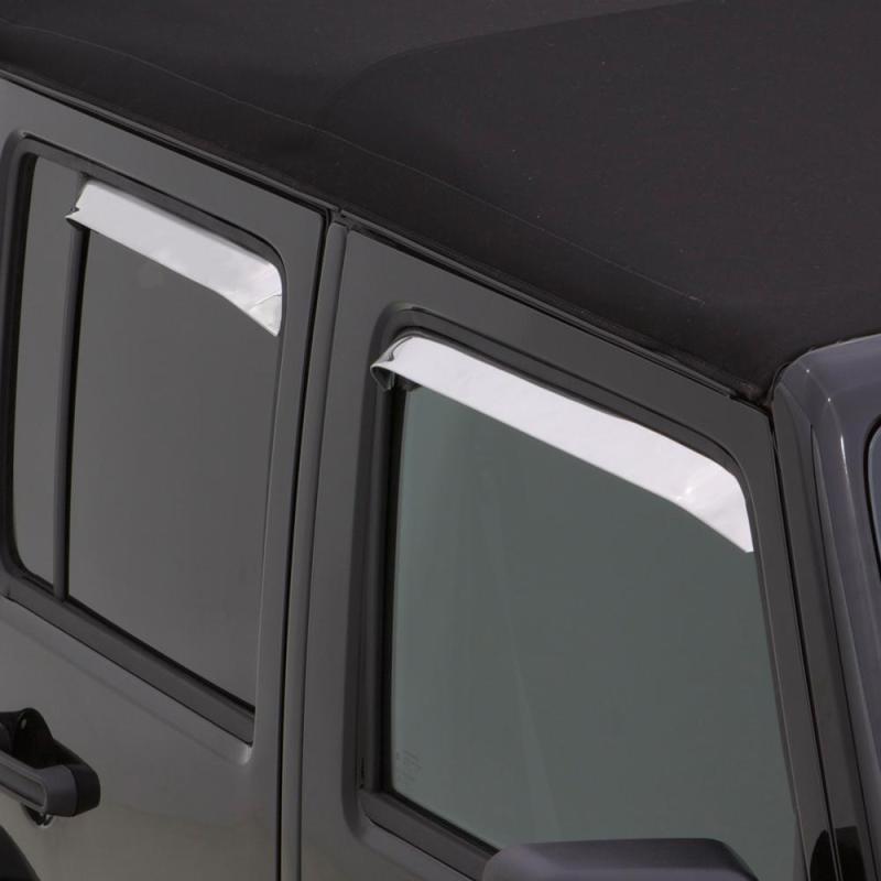 Load image into Gallery viewer, AVS 07-18 Jeep Wrangler Ventshade Front &amp; Rear Window Deflectors 4pc - Chrome
