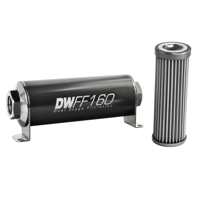 Load image into Gallery viewer, DeatschWerks Stainless Steel 8AN 40 Micron Universal Inline Fuel Filter Housing Kit (160mm)
