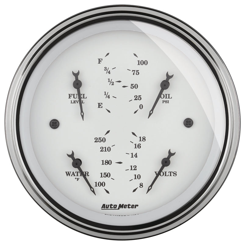 Load image into Gallery viewer, AutoMeter Gauge Quad 3-3/8in. 0 Ohm(e) to 90 Ohm(f)Elec Old Tyme White
