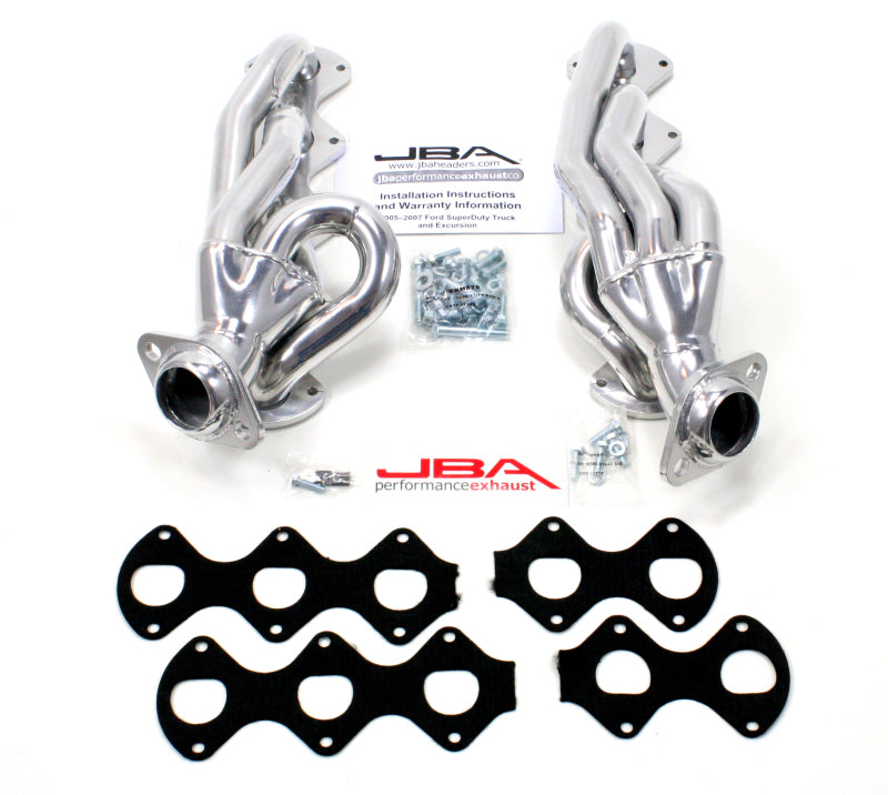 Load image into Gallery viewer, JBA 05-10 Ford F-Series 6.8L 3V V10 1-1/2in Primary Silver Ctd Cat4Ward Header
