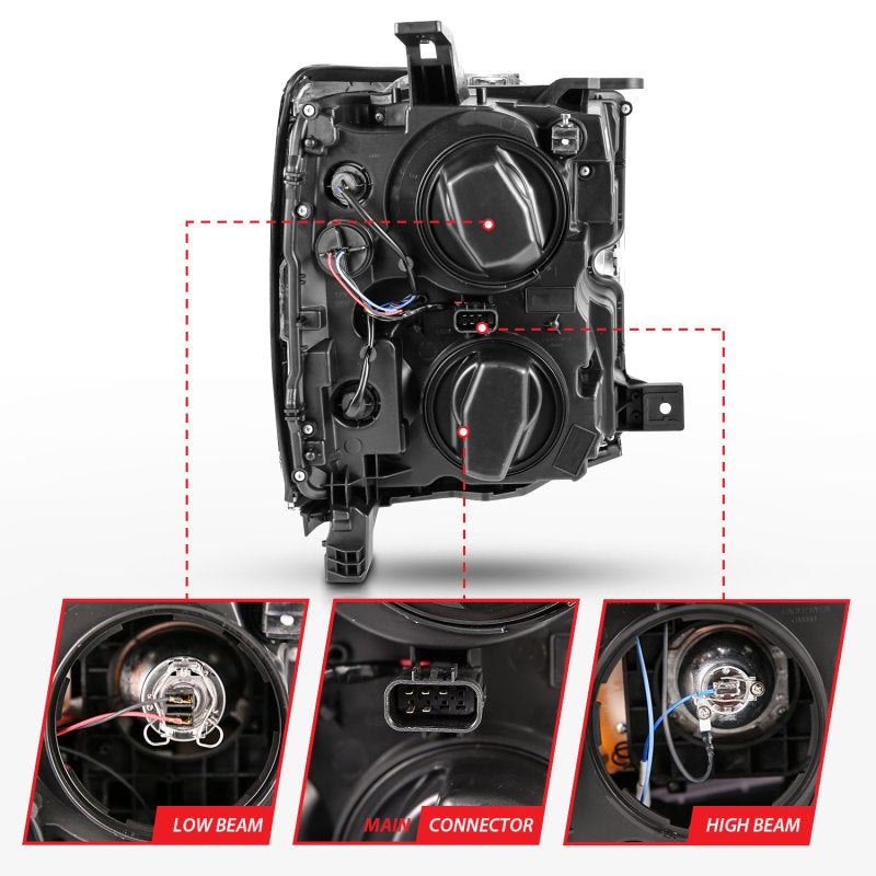 Load image into Gallery viewer, ANZO 2015-2016 Chevrolet Silverado Projector Headlights w/ Plank Style Design Chrome w/ Amber
