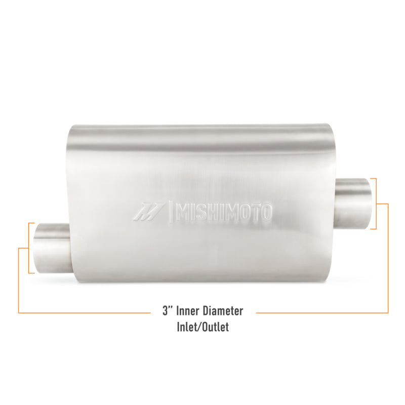 Load image into Gallery viewer, Mishimoto Universal Muffler with 3.0in Offset Inlet/Outlet - Brushed

