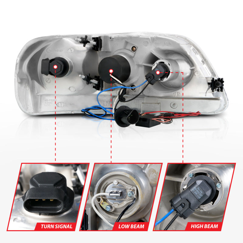Load image into Gallery viewer, ANZO 1997.5-2003 Ford F-150 Projector Headlights w/ Halo Chrome 1pc
