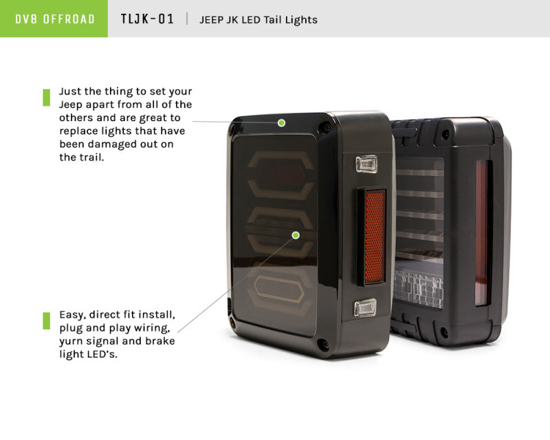 Load image into Gallery viewer, DV8 Offroad 07-18 Jeep Wrangler JK Horizontal LED Tail Light
