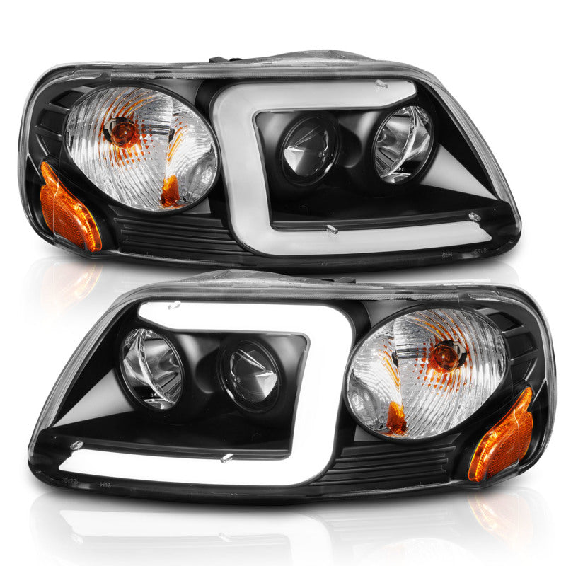 Load image into Gallery viewer, ANZO 1997-2003 Ford F-150 Projector Headlights w/ Light Bar Black Housing
