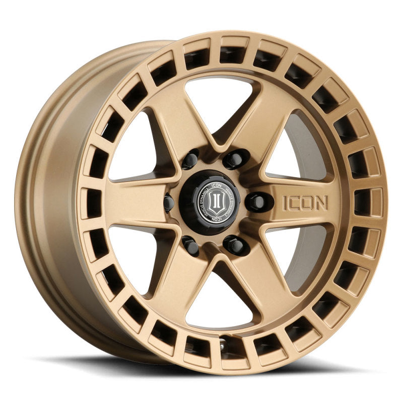 Load image into Gallery viewer, ICON Raider 17x8.5 6x5.5 0mm Offset 4.75in BS Satin Brass Wheel
