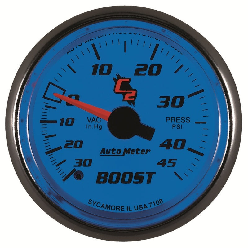 Load image into Gallery viewer, Autometer C2 52mm 30 In Hg-Vac/45 PSI Mechanical Vacuum/Boost Gauge

