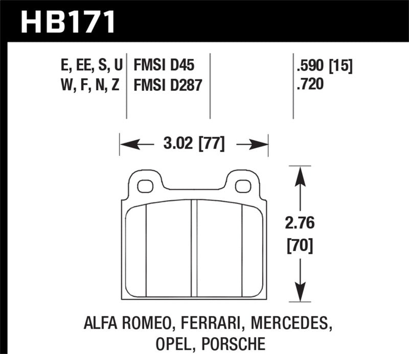 Load image into Gallery viewer, Hawk 1987 Volkswagen Scirocco 1.8L Base Front ER-1 Brake Pads
