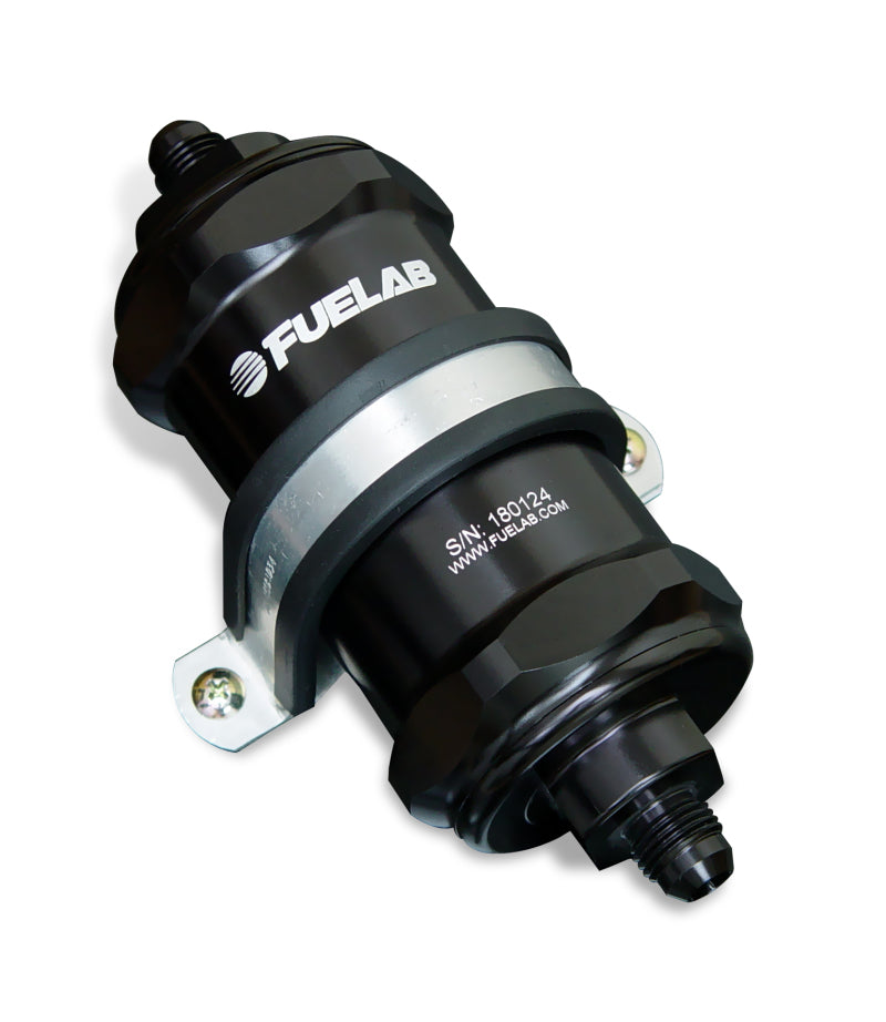 Load image into Gallery viewer, Fuelab 818 In-Line Fuel Filter Standard -6AN In/Out 100 Micron Stainless - Black
