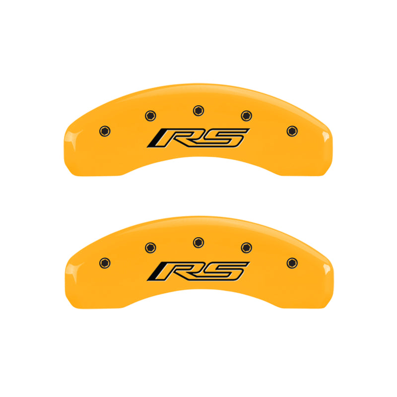 Load image into Gallery viewer, MGP 4 Caliper Covers Engraved Front &amp; Rear Gen 5/RS Yellow finish black ch
