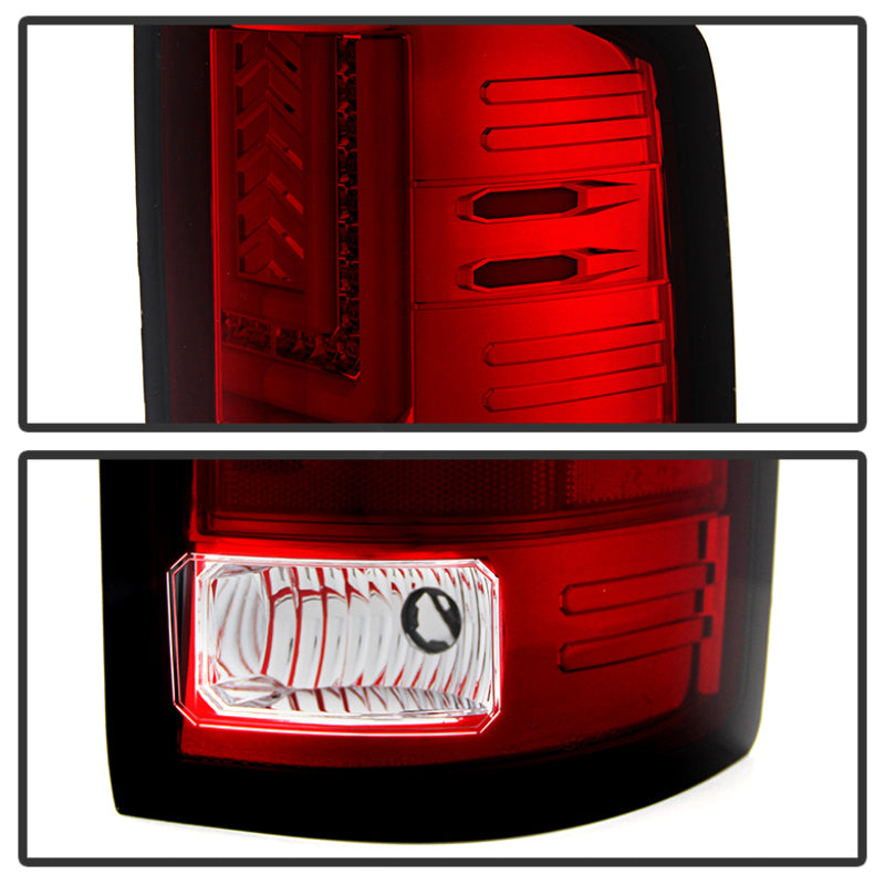 Load image into Gallery viewer, Spyder GMC Sierra 14-16 LED Tail Lights Red Clear ALT-YD-GS14-LBLED-RC
