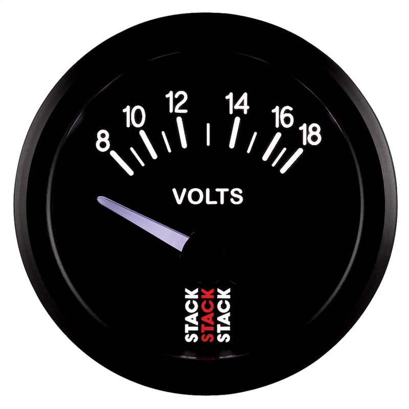 Load image into Gallery viewer, Autometer Stack Instruments 52mm 8-18V Electric Battery Voltage Gauge - Black
