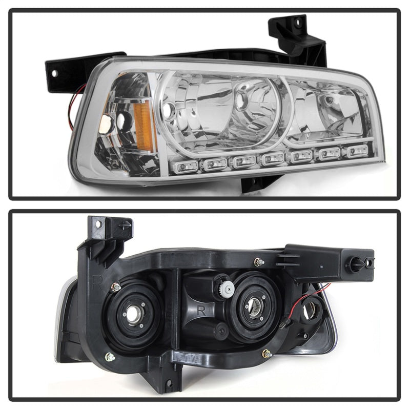 Load image into Gallery viewer, Xtune Dodge Charger 06-10 1Pc LED Crystal Headlights Chrome HD-ON-DCH05-1PC-LED-C
