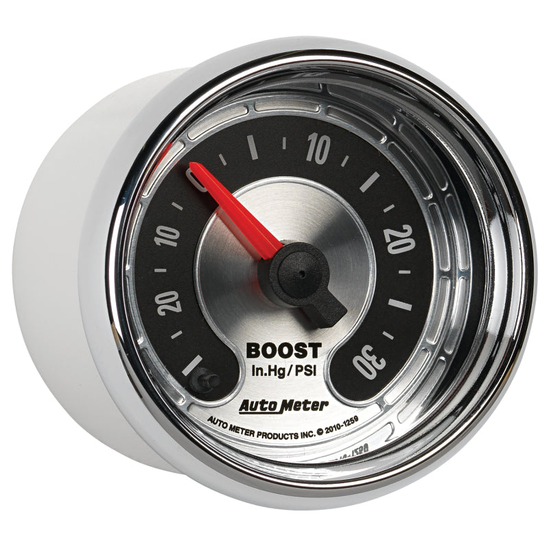 Load image into Gallery viewer, Autometer American Muscle 52mm Full Sweep Electric 30 In Hg.-Vac/30PSI Boost Vacuum Gauge
