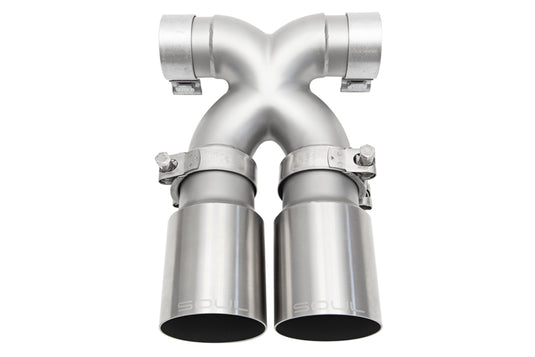 SOUL 13-16 Porsche 987.2 / 981 Cayman / Boxster Bolt-On X-Pipe w/ Tips - Straight Cut Brushed Tips